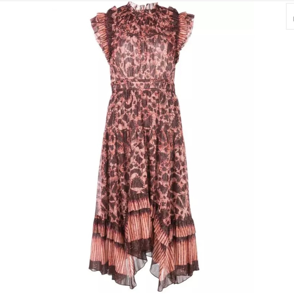 ULLA JOHNSON Amalia Pink Floral Print Midi Dress